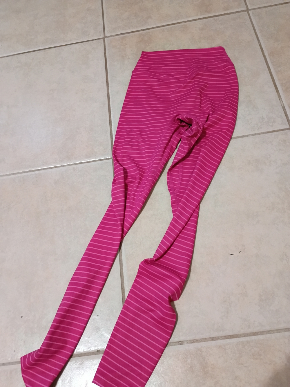 Vitality Women's Bright Pink Striped Stretch Leggings